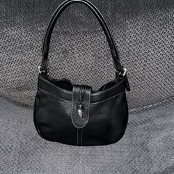 Cats Black Pebbled Leather Hobo Bag 
