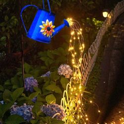 Solar Waterfall Garden Decor Lights 60 LED Running Water Flashing Waterproof