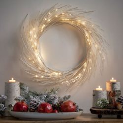 Home Reese Warm White LED Pre-lit 24-Inch Christmas Wreath