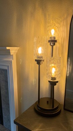 Modern Black 3-Light Table Lamp with Glass Shades