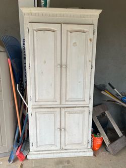 White Wood Armoire Cabinet