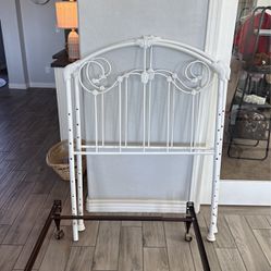 Two White Twin Metal Bed Frames 