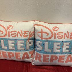 Set of 2 Disney Sleep Repeat Pillows - Disneyland Fans - Removable Covers - Simi Valley 