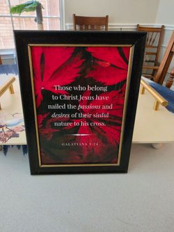 Black & Gold Framed Galatians 5:24 Bible Verse Print Christian Scripture Decor