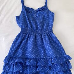Blue with white polka dot summer dress size 7/8