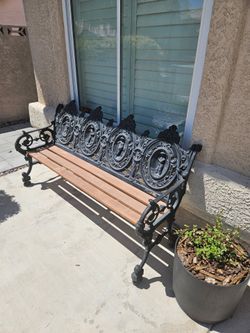 1970's Victorian solid cast iron garden bench