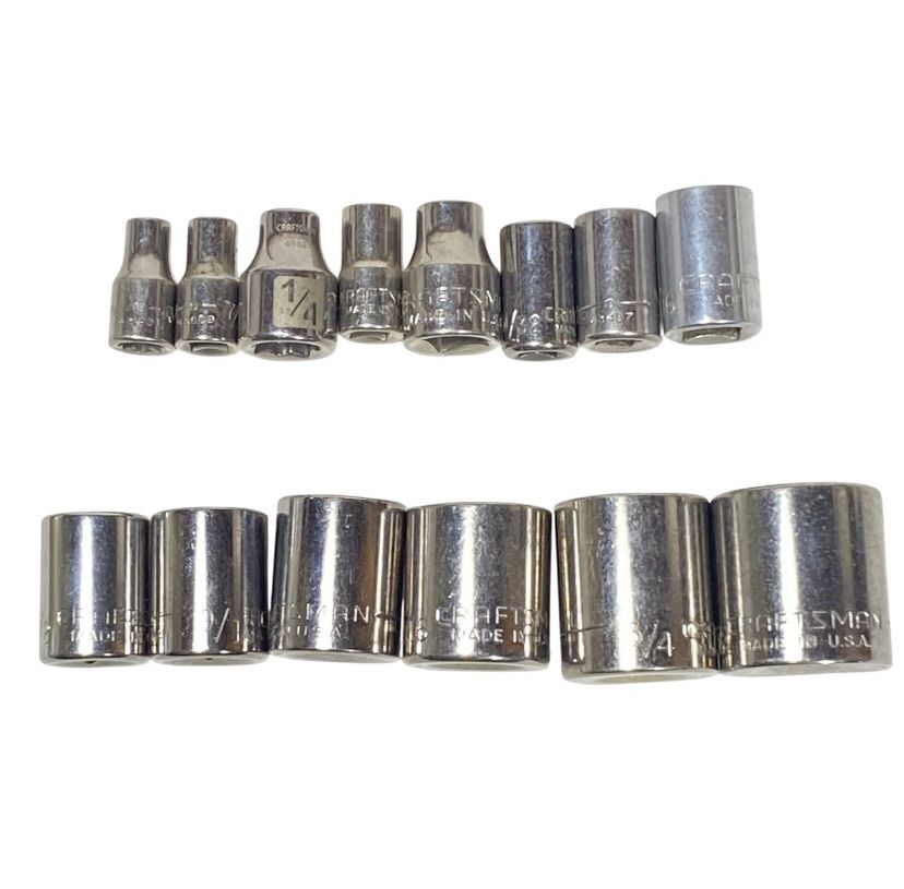 Craftsman 14 Pc Socket Set 1/4" 1/2" Drive 3/16-13/16” SAE 6-12 Pt Shallow