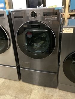 LG 5.0 cu.ft. Smart Front Load Washer w/ Pedestal Storage Drawer, AI Digital Dial, Steam and TurboWash360