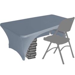 Spandex Table Cover 5 ft, Table Cover Open Back（5Ft,Silver Gray）polyester
