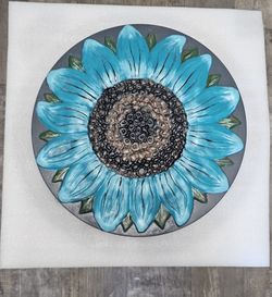 Blue Flower Cement Stepping Stone