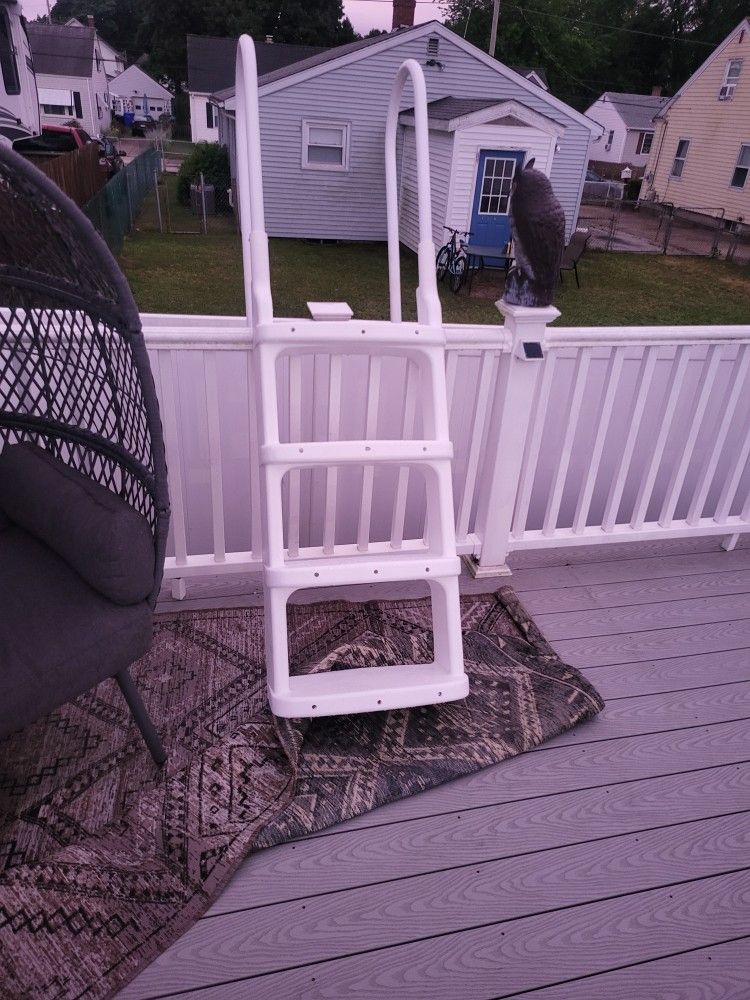 Above ground pool ladder.
