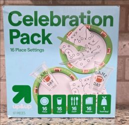 Football Game Day Up & Up Celebration Party Supplies Pack Paper Plate Set 16-Place Setting