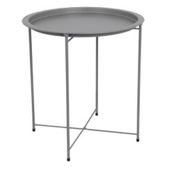 Home Basics TT41978 Home Basics Foldable Round Multi-Purpose Side Accent Metal Table, Matte Grey. Has a small dent