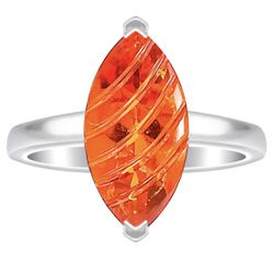 Lab Created Padparadscha Sapphire 925 Sterling Silver Ring