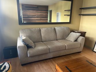 3-Seat Fabric Sofa in Light Gray