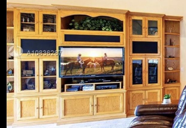 FREE - Customized Solid Oak Wood Entertainment Center