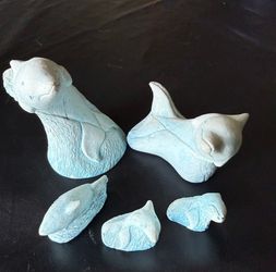 Marine Life Ceramic Figurine Set – 5-Piece Ocean Decor Collection