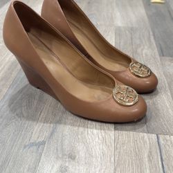 Tori Burch Tan Wedge