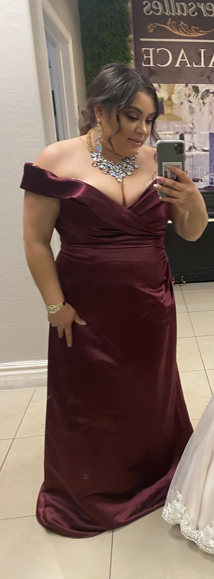 Crepe Off the Shoulder Mermaid Dress - Plus 