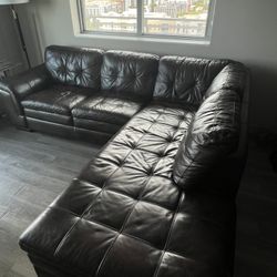 Right Chaise Brown Leather Sectional Couch