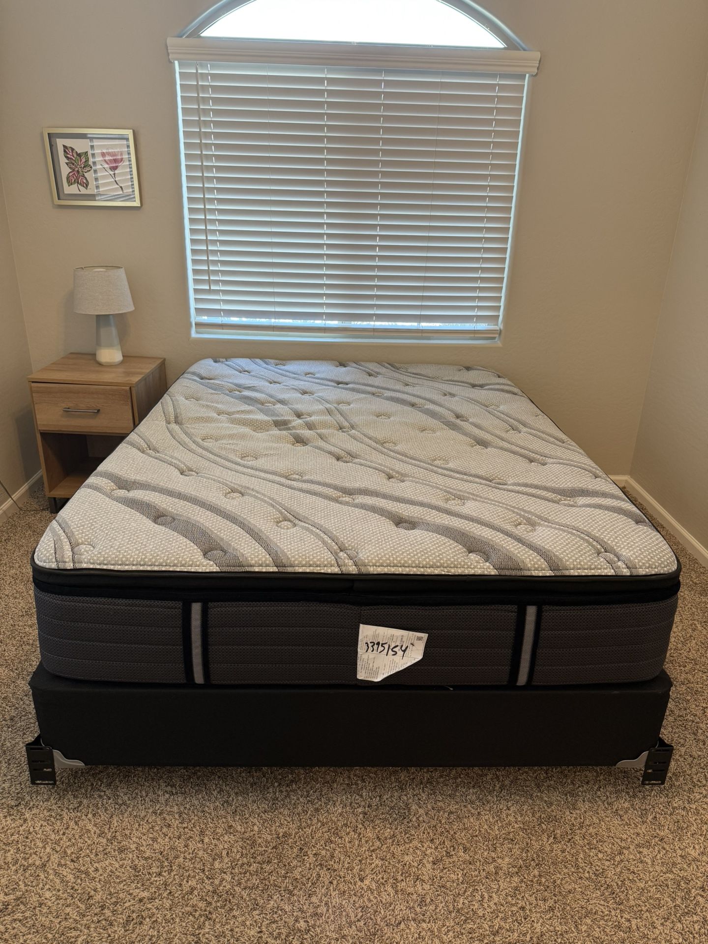 Sealy Queen Size Mattress With Box Spring And Frame, Gently Used
