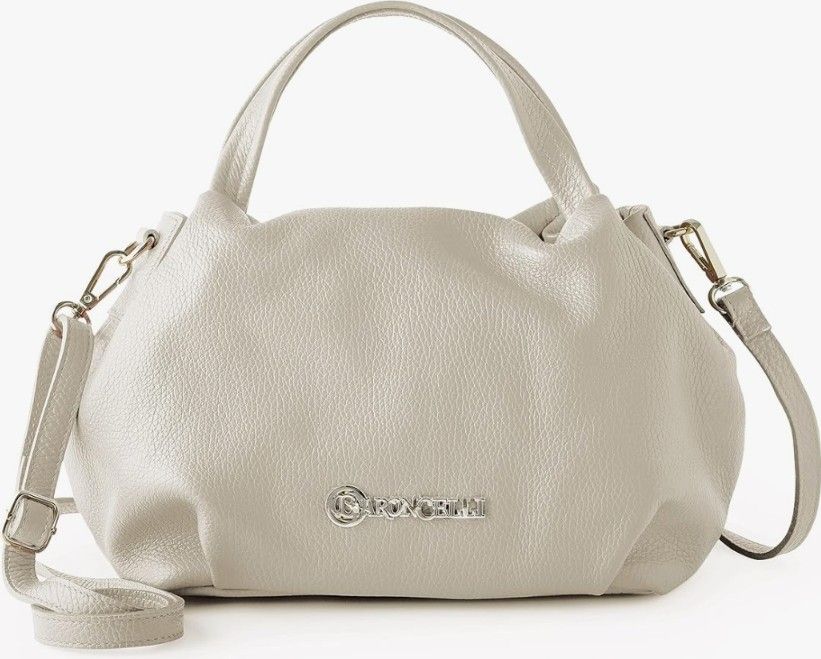 Baroncelli Cream colored Crossbody Textured Leather Bag. Medium size. With gold hardware. 