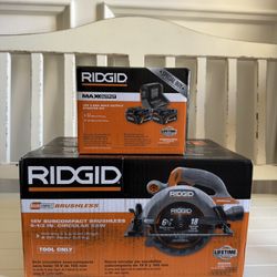 Brand new Ridgid Circular saw with 2 batteries and charger 