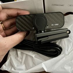 Webcam Full HD 1080P with Built-in Microphone and Rotatable Tripod, Carbon Fiber Board and Privacy Cover, Auto Light Correction, Adjustable FOV, Plug&