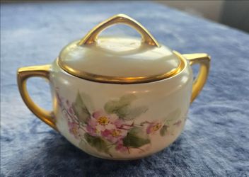Antique Porcelain Sugar Bowl with Lid