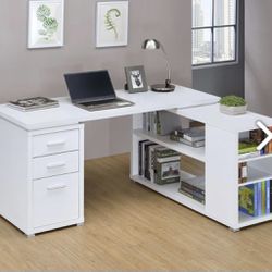 New White L Shape Corner Desk Computer Desk Table 