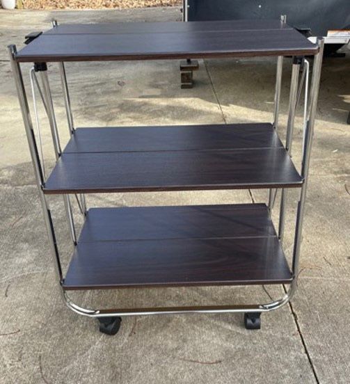 New, Price Firm, Vertiflex Click-N-Fold Utility Cart, Chrome/Brown