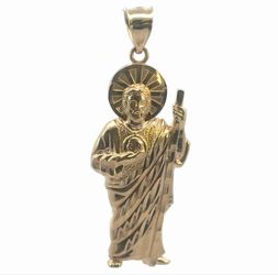 Men’s 14k Yellow Gold 1.75” Inch Saint St. Jude Pendant for Necklace GP3113293