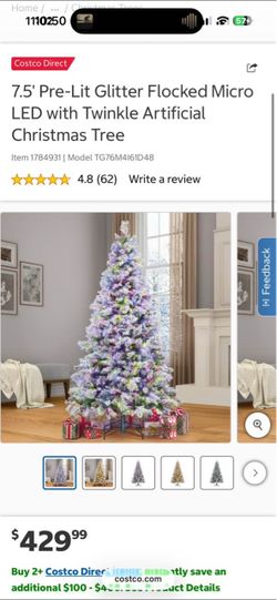 Costco 7.5 ft prelit flocked tree