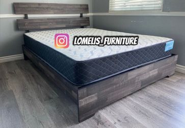 King Grey Aticus Platform Bed With Ortho Mattress Included