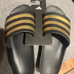 Adidas Aqua Slides - Black/Gold