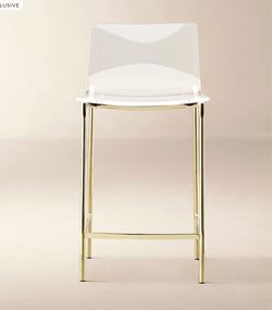 CB2 Chiaro Gold and Acrylic Counter Height Set of 4 Stools