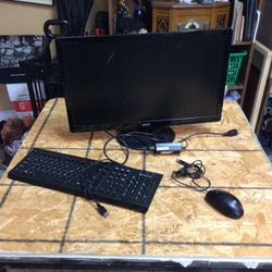 Computer monitor, keyboard and mouse
