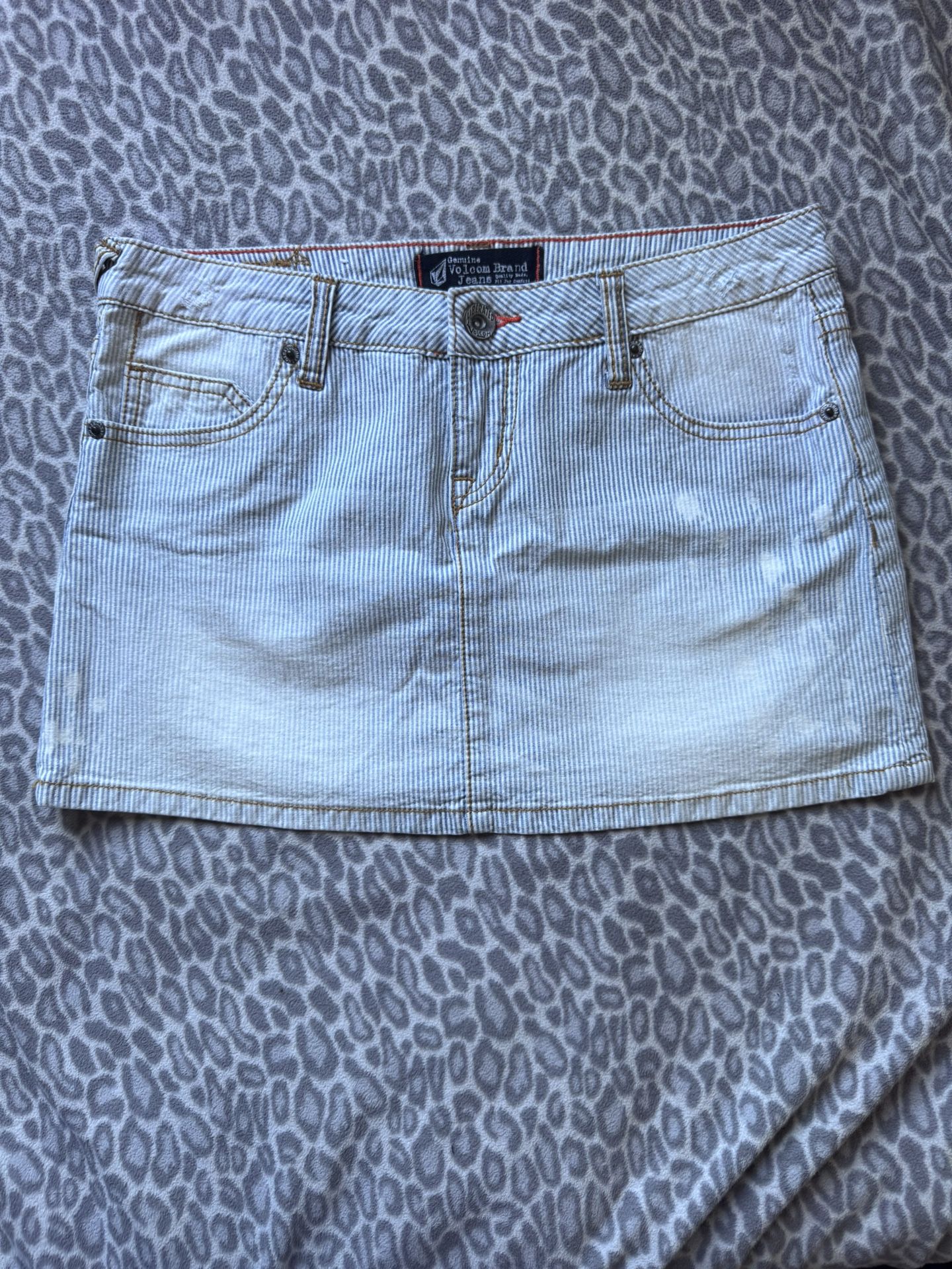 Volcom Fitch Stripe Denim Jean Skirt