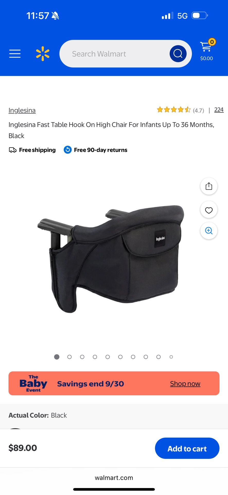 Hook On Table High Chair - Excellent