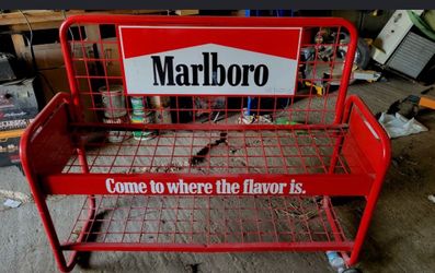 Vintage Marlboro newspaper bench