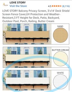 White 3'x14' privacy screen -Patio, balcony, fence