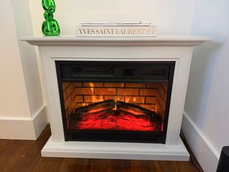 Electric Fireplace with White Mantel