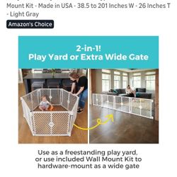 Play Yard Barrier With Wall Mount.  Used For Kids And Or Pets.