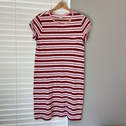 Gap Women’s T-Shirt Dress M Red White Striped Short Sleeve 100% Cotton