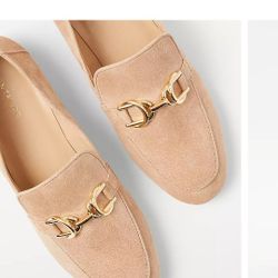 Ann Taylor Chain Bit Suede Loafers