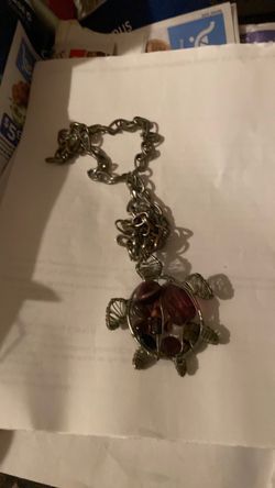 Turtle necklace made with pretty stones and beads