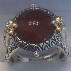 STERLING SILVER RING WITH 18KT GOLD ACCENTS