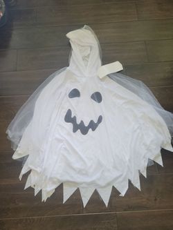 Adult ghost Halloween Costume Hooded Poncho One size