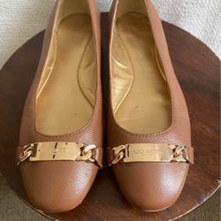 Coach - Bianca, tan leather flats  8 1/2