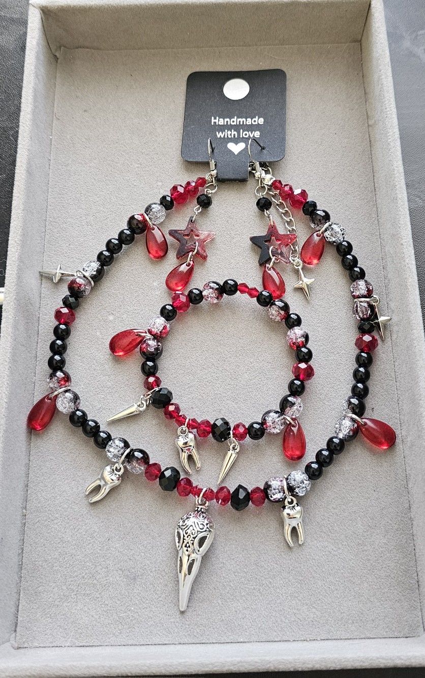 Gothic Bird Skull Necklace 